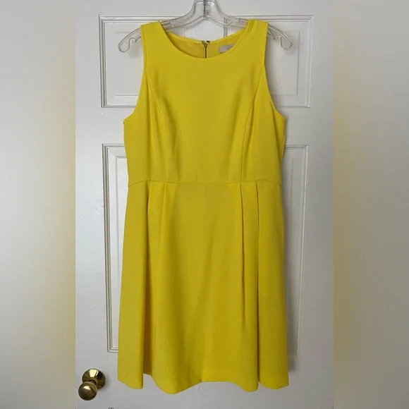 LOFT | Dresses | Nwt Ann Taylor Loft Yellow Fit Flare Dress W Pockets Size  | Poshmark